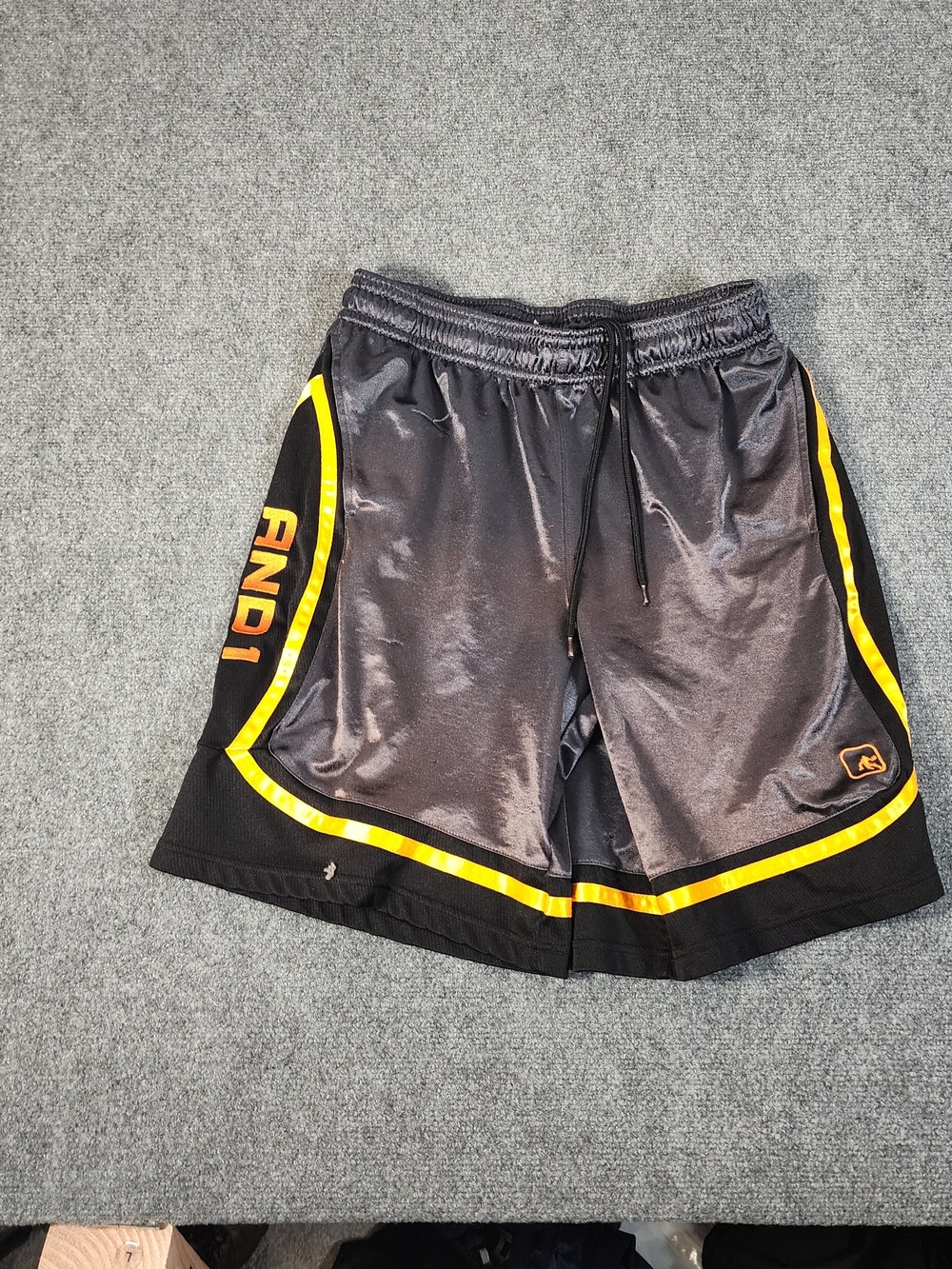 And1 Men’s Gray Athletic Shorts with Yellow Trim
